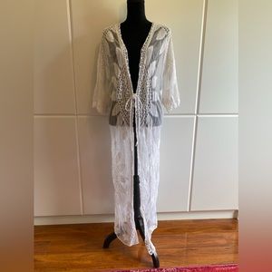 CLEARANCE SALE! 
White Nylon/Cotton Long Swim cover up